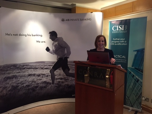 Maeve Corr, Head of Wealth Advisory, AIB Private Banking presenting to members on financial planning in October
